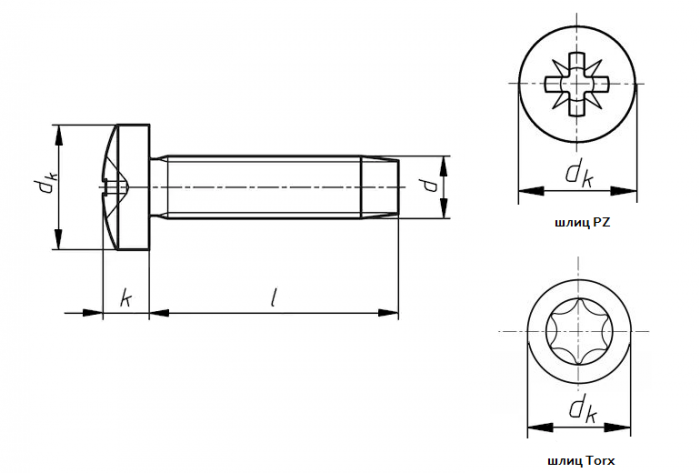 Винт М6 DIN 7500 С стальной цинк PZ