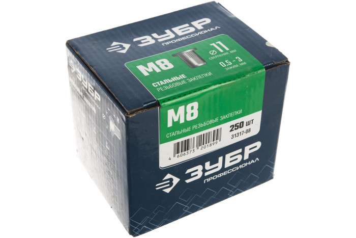 Заклепки резьбовые с насечками "ПРОФИ" ЗУБР М8 (сталь, стандартный борт, 250 шт)