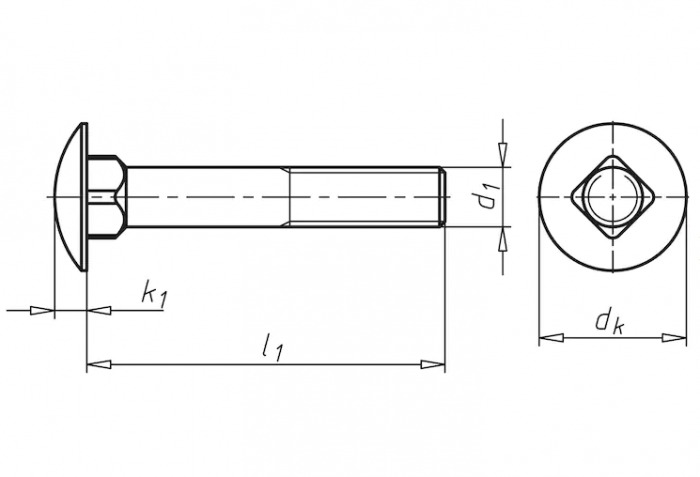 Болт М5 DIN 603 стальной 4.6 цинк