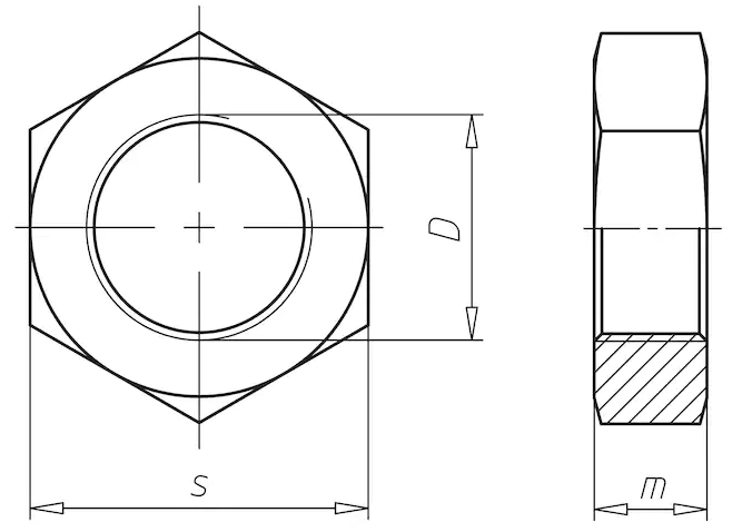 Гайка М5 DIN 439 стальная 4 без покрытия