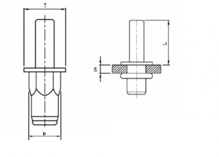 Винтовая заклепка М6х25 Стальная Стандартный борт Полушестигранная
