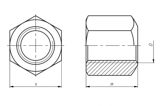 Гайка М20 DIN 6330 стальная 10 без покрытия