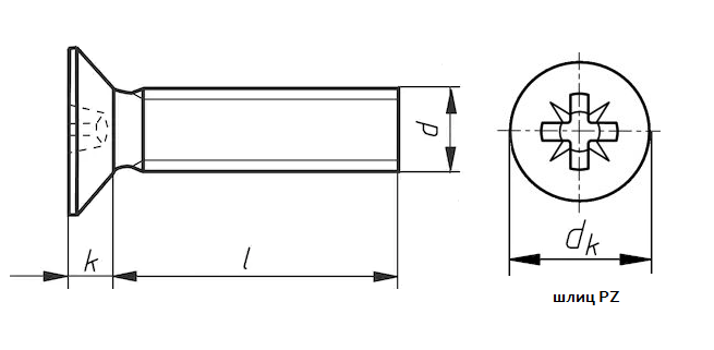 Винт М4 DIN 7500 M стальной цинк PZ