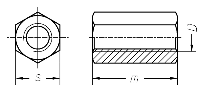 Гайка М10 DIN 6334 стальная 6 цинк