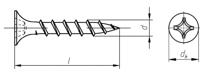 Саморез 4.8 гипсокартон-дерево стальной фосфат