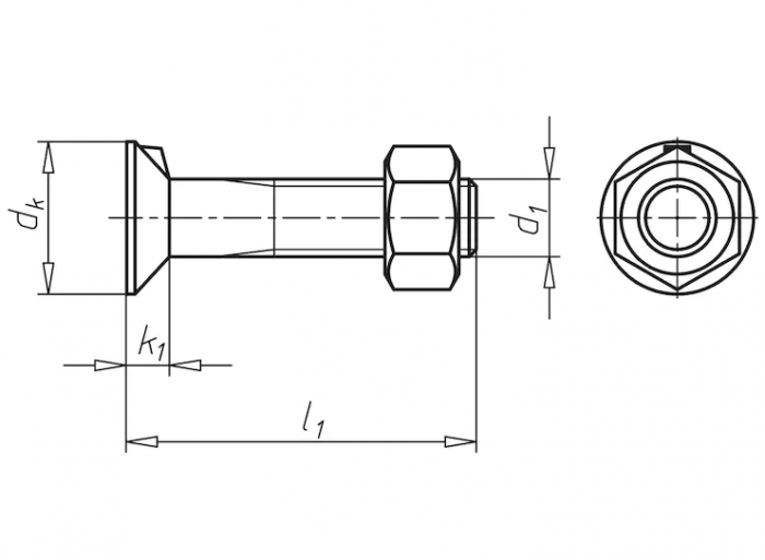 Болт М8 DIN 604 стальной 4.6 без покрытия