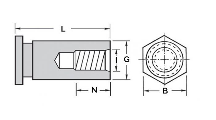 Втулка запрессовочная М4х16 закрытая BSOS нержавеющая сталь