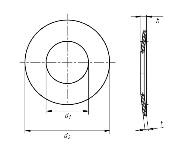 Шайба D14.2 DIN 2093 B пружинная сталь без покрытия