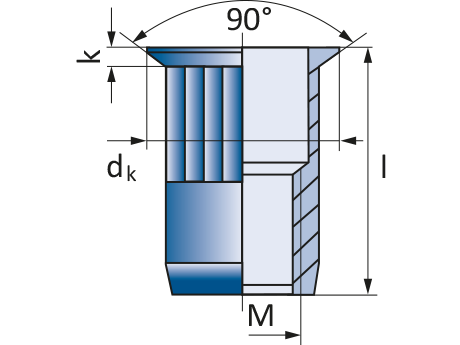Заклепка резьбовая потайной бортик М6