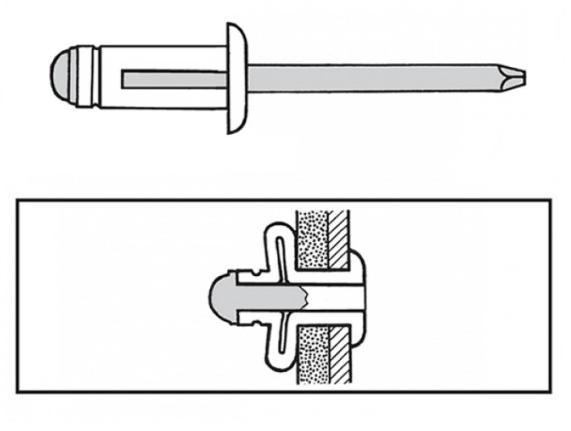 Заклепка распорная 4,8x15,3 Алюм/Алюм стандартный бортик