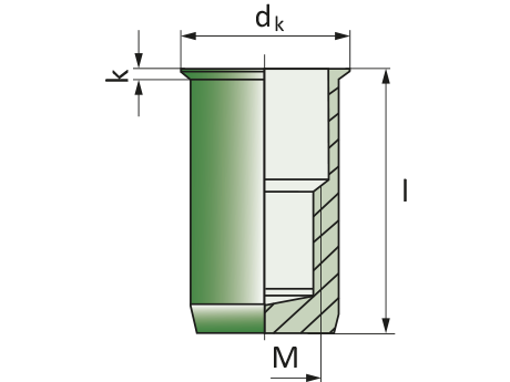 Заклепка закрытая уменьшенный бортик М5