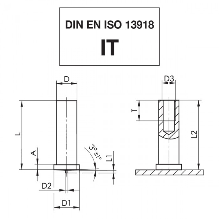 Втулка приварная М4х15 алюминиевая IT