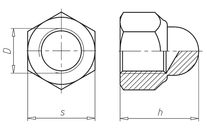 Гайка М12 DIN 1587 стальная 4 цинк